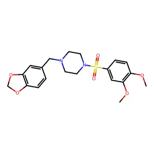 1-(1,3-benzodioxol-5-ylmethyl)-4-(3,4-dimethoxyphenyl)sulfonylpiperazine structure