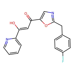 1-[2-[(4-fluorophenyl)methyl]-1,3-oxazol-5-yl]-3-hydroxy-3-pyridin-2-ylprop-2-en-1-one structure
