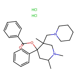 [1,2,5-trimethyl-4-phenyl-5-(piperidin-1-ylmethyl)piperidin-4-yl] benzoate;dihydrochloride structure