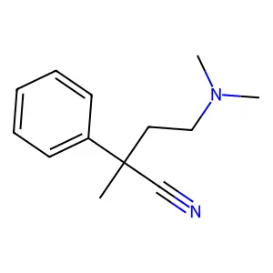 4-(dimethylamino)-2-methyl-2-phenylbutanenitrile structure