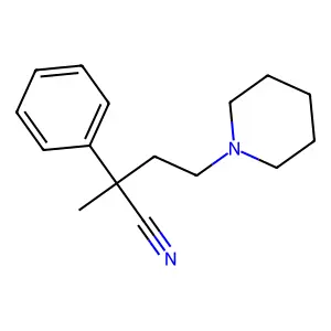 2-methyl-2-phenyl-4-piperidin-1-ylbutanenitrile structure