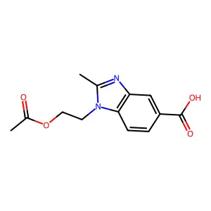 1-(2-acetyloxyethyl)-2-methylbenzimidazole-5-carboxylic acid structure
