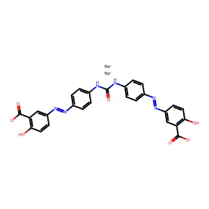Benzoic acid, 3,3'-[carbonylbis(imino-4,1-phenyleneazo)]bis[6-hydroxy-, disodium salt structure