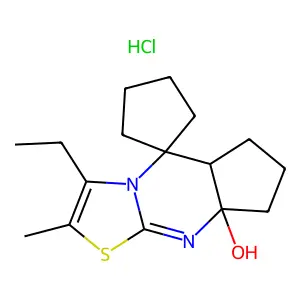 12-ethyl-11-methylspiro[10-thia-1,8-diazatricyclo[7.3.0.03,7]dodeca-8,11-diene-2,1'-cyclopentane]-7-ol;hydrochloride structure