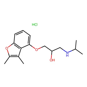 1-[(2,3-dimethyl-1-benzofuran-4-yl)oxy]-3-(propan-2-ylamino)propan-2-ol;hydrochloride structure