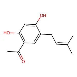 1-[2,4-dihydroxy-5-(3-methylbut-2-enyl)phenyl]ethanone structure