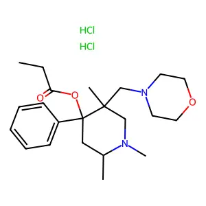 [1,2,5-trimethyl-5-(morpholin-4-ylmethyl)-4-phenylpiperidin-4-yl] propanoate;dihydrochloride structure