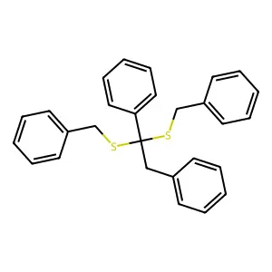 [1,1-bis(benzylsulfanyl)-2-phenylethyl]benzene structure
