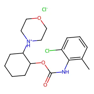 (2-morpholin-4-ium-4-ylcyclohexyl) N-(2-chloro-6-methylphenyl)carbamate chloride structure
