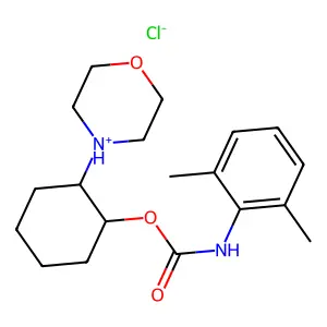 (2-morpholin-4-ium-4-ylcyclohexyl) N-(2,6-dimethylphenyl)carbamate chloride structure