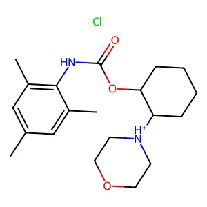 (2-morpholin-4-ium-4-ylcyclohexyl) N-(2,4,6-trimethylphenyl)carbamate chloride structure
