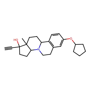 (1R,11R,14S,15S)-5-cyclopentyloxy-14-ethynyl-15-methyl-10-azatetracyclo[8.7.0.02,7.011,15]heptadeca-2(7),3,5-trien-14-ol structure
