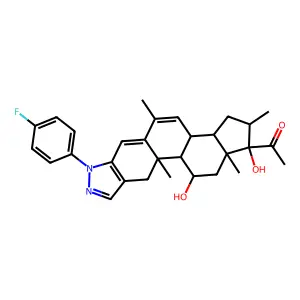 1-[(1S,2R,13S,14S,16R,17R,18S,20S)-7-(4-fluorophenyl)-17,20-dihydroxy-2,11,16,18-tetramethyl-6,7-diazapentacyclo[11.7.0.02,10.04,8.014,18]icosa-4(8),5,9,11-tetraen-17-yl]ethanone structure