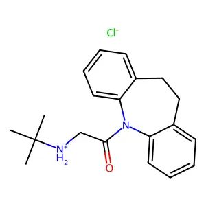 Ketone, tert-butylaminoacetyl (10,11-dihydro-5H-dibenz(b,f)azepin-5-yl), hydrochloride structure