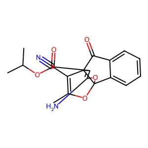 11-isopropoxycarbonyl-10-methyl-2-amino-4-oxo-4,3a,8b-trihydro-3a,8b-expoxyethenoindeno[1,2-b]furan-3-carbonitrile structure