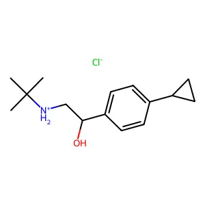 tert-butyl-[2-(4-cyclopropylphenyl)-2-hydroxyethyl]azanium chloride structure