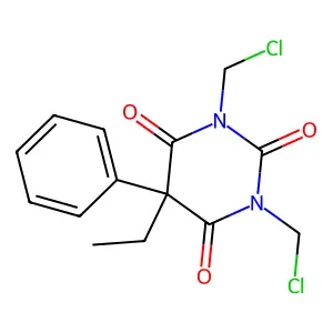 1,3-bis(chloromethyl)-5-ethyl-5-phenyl-1,3-diazinane-2,4,6-trione structure