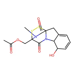 10H-3,10a-Epidithiopyrazino(1,2-a)indole-1,4-dione, 2,3,5a,6-tetrahydro-6-hydroxy-3-(hydroxymethyl)-2-methyl-, monoacetate (ester) structure