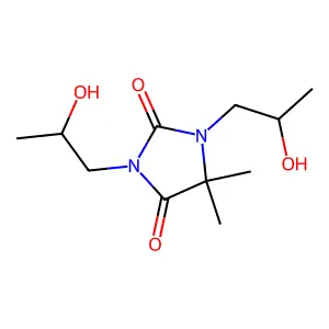 1,3-bis(2-hydroxypropyl)-5,5-dimethylimidazolidine-2,4-dione structure
