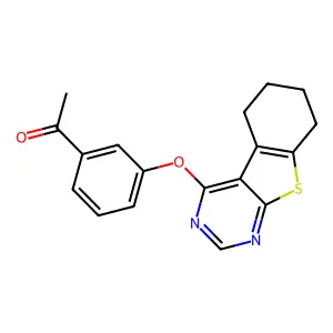 1-[3-(5,6,7,8-tetrahydro-[1]benzothiolo[2,3-d]pyrimidin-4-yloxy)phenyl]ethanone structure