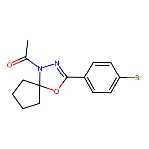 1-[2-(4-bromophenyl)-1-oxa-3,4-diazaspiro[4.4]non-2-en-4-yl]ethanone structure