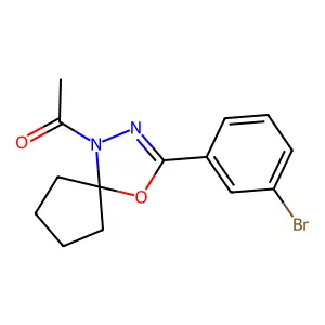 1-[3-(3-bromophenyl)-4-oxa-1,2-diazaspiro[4.4]non-2-en-1-yl]ethanone structure
