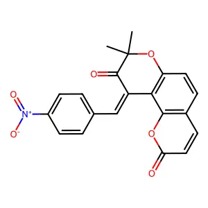 (10Z)-8,8-dimethyl-10-[(4-nitrophenyl)methylidene]pyrano[2,3-f]chromene-2,9-dione structure