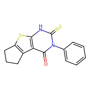 11-phenyl-10-sulfanylidene-7-thia-9,11-diazatricyclo[6.4.0.02,6]dodeca-1(8),2(6)-dien-12-one structure