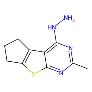 (10-methyl-7-thia-9,11-diazatricyclo[6.4.0.02,6]dodeca-1(12),2(6),8,10-tetraen-12-yl)hydrazine structure