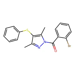 1-(2-bromobenzoyl)-3,5-dimethyl-4-(phenylthio)-1H-pyrazole structure