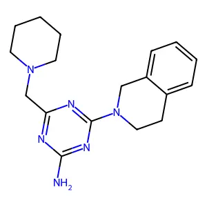 4-(3,4-dihydro-1H-isoquinolin-2-yl)-6-(piperidin-1-ylmethyl)-1,3,5-triazin-2-amine structure