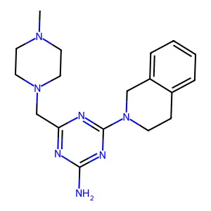 4-(3,4-dihydro-1H-isoquinolin-2-yl)-6-[(4-methylpiperazin-1-yl)methyl]-1,3,5-triazin-2-amine structure