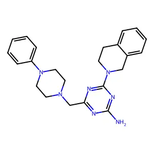 Isoquinoline, 1,2,3,4-tetrahydro-2-(4-amino-6-((4-phenyl-1-piperazinyl)methyl)-s-triazin-2-yl)- structure