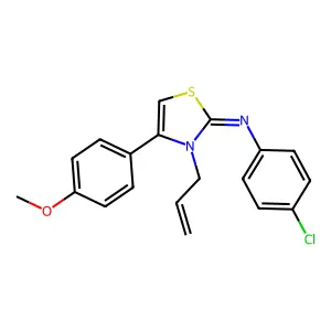 1-{2-[(4-chlorophenyl)azamethylene]-3-prop-2-enyl(1,3-thiazolin-4-yl)}-4-metho xybenzene structure