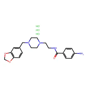 Benzamide, 4-amino-N-(2-(4-(1,3-benzodioxol-5-ylmethyl)-1-piperazinyl)ethyl)-, trihydrochloride structure