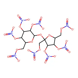 [(2R,3R,4S,5R,6R)-2-[(2S,3S,4R,5R)-3,4-dinitrooxy-2,5-bis(nitrooxymethyl)oxolan-2-yl]oxy-3,5-dinitrooxy-6-(nitrooxymethyl)oxan-4-yl] nitrate structure