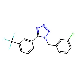 1-[(3-chlorophenyl)methyl]-5-[3-(trifluoromethyl)phenyl]tetrazole structure