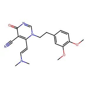 1-[2-(3,4-dimethoxyphenyl)ethyl]-6-[(E)-2-(dimethylamino)ethenyl]-4-oxopyrimidine-5-carbonitrile structure