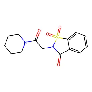 1,1-dioxo-2-(2-oxo-2-piperidin-1-ylethyl)-1,2-benzothiazol-3-one structure