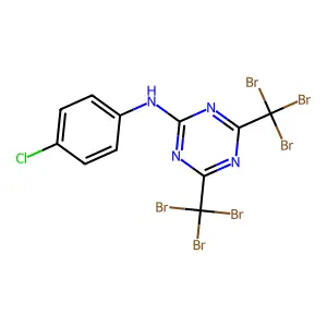 N-(4-chlorophenyl)-4,6-bis(tribromomethyl)-1,3,5-triazin-2-amine structure