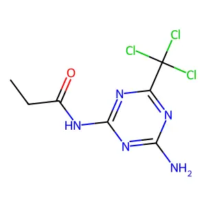 N-[4-amino-6-(trichloromethyl)-1,3,5-triazin-2-yl]propanamide structure