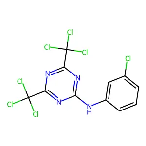 N-(3-chlorophenyl)-4,6-bis(trichloromethyl)-1,3,5-triazin-2-amine structure