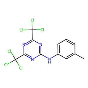 N-(3-methylphenyl)-4,6-bis(trichloromethyl)-1,3,5-triazin-2-amine structure