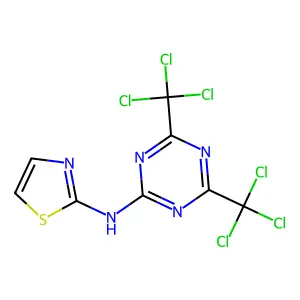 N-[4,6-bis(trichloromethyl)-1,3,5-triazin-2-yl]-1,3-thiazol-2-amine structure