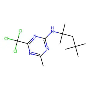 1,3,5-TRIAZIN-2-AMINE,4-METHYL-N-(1,1,3,3-TETRAMETHYLBUTYL)-6-(TRICHLOROMETHYL)- structure