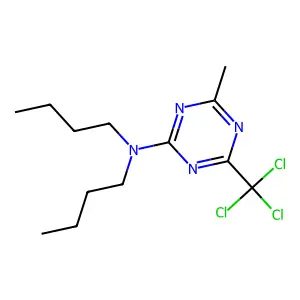 N,N-dibutyl-4-methyl-6-(trichloromethyl)-1,3,5-triazin-2-amine structure