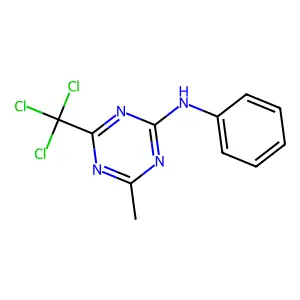 4-methyl-N-phenyl-6-(trichloromethyl)-1,3,5-triazin-2-amine structure