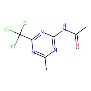 N-[4-methyl-6-(trichloromethyl)-1,3,5-triazin-2-yl]acetamide structure