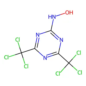 N-[4,6-bis(trichloromethyl)-1,3,5-triazin-2-yl]hydroxylamine structure