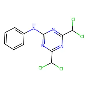 4,6-bis(dichloromethyl)-N-phenyl-1,3,5-triazin-2-amine structure